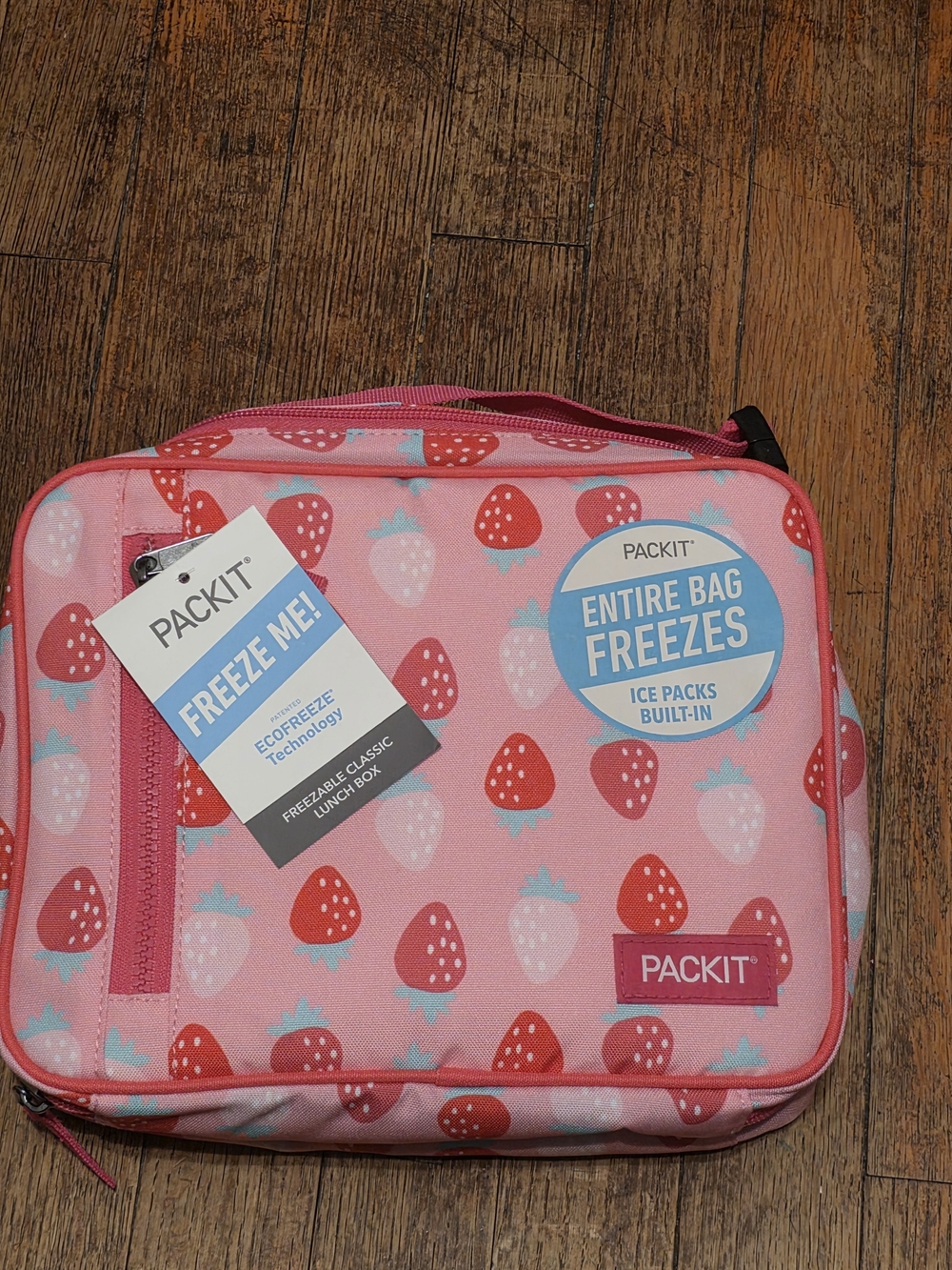 PackIt Kids Pink Strawberry Freezeable Lunch Bag